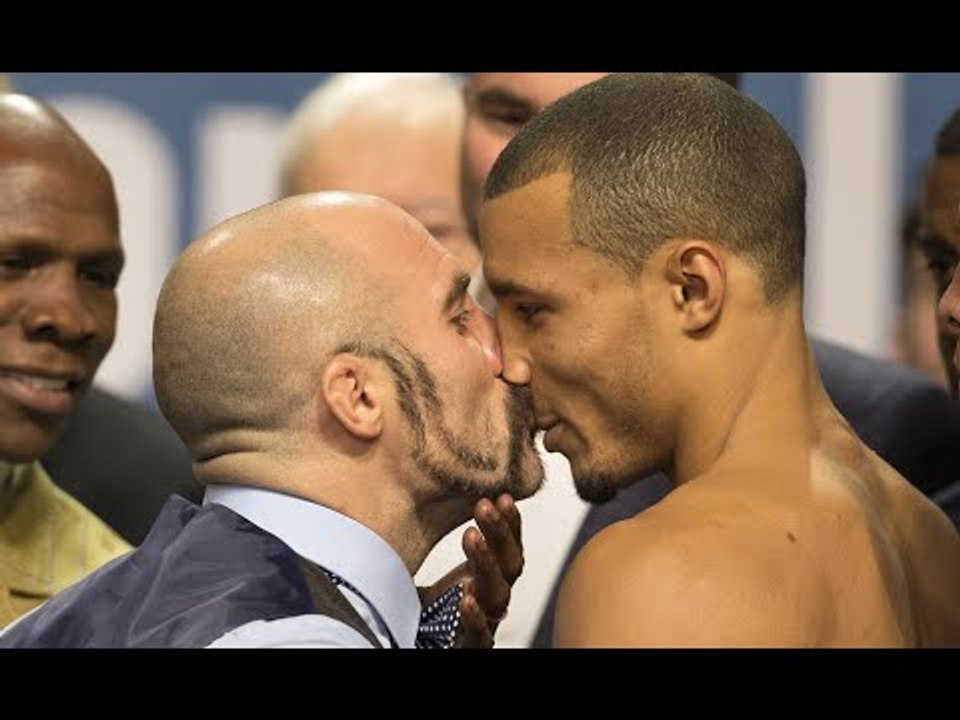 UNBELIEVABLE !!! GARY 'SPIKE' O' SULLIVAN KISSES CHRIS EUBANK JR DURING HEATED HEAD TO HEAD