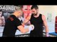 HARD WORKS DONE - ANDY LEE GETS GLOVED UP BY TRAINER ADAM BOOTH @ MEDIA DAY / LEE v SAUNDERS