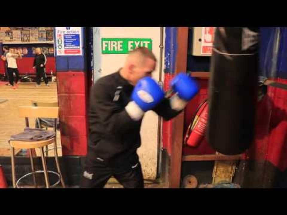 RYAN WALSH SMASHES THE PUNCH BAG AT KICK STOP GYM , NORWICH