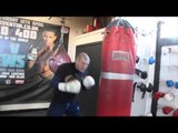 DERRY MATHEWS SMASHES THE HEAVYBAG @ OFFICIAL MEDIA WORKOUT / FLANAGAN v MATHEWS