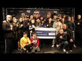 EDDIE HEARN PRESENTS EAST SIDE BOXING GYM WITH A £5,000 CHEQUE ON BEHALF OF MATCHROOM BOXING