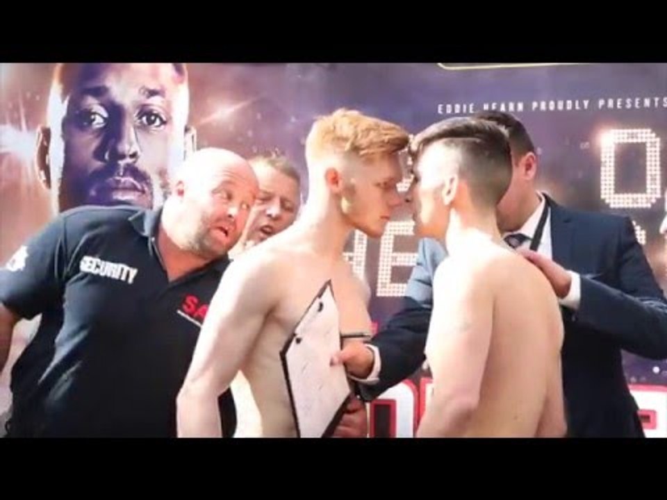 WORDS EXCHANGED! - DEAN BYRNE TAUNTS JAMIE ROBINSON AT WEIGH IN BY FLICKING HIS HAIR!