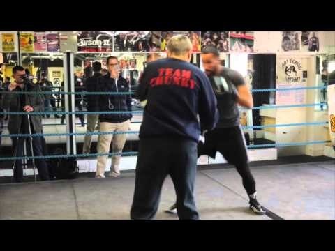 PAD STICKS!! JAMES DeGALE UNLOADS ON THE PAD STCIKS WITH TRAINER JIM McDONNELL / DeGALE v MEDINA