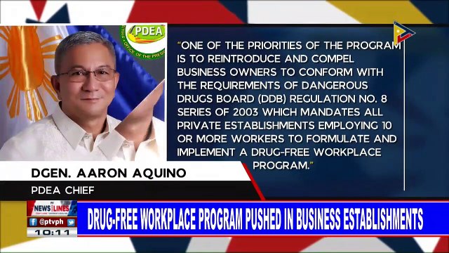 Drug-free workplace program pushed in business establishments
