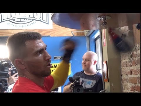 VASYL LOMACHENKO DEMONSTRATES HAND SPEED ON DOUBLE ENDED BAG & SPEED BALL - / iFL TV