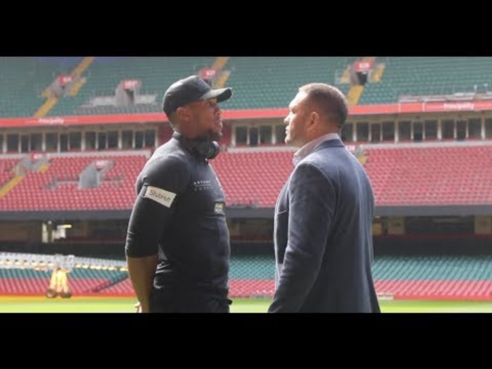 HEAVYWEIGHTS COLLIDE! - ANTHONY JOSHUA v KUBRAT PULEV FACE OFF ON PITCH IN CARDIFF! - / JOSHUA-PULEV