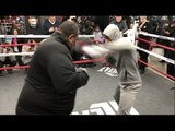 SPEED & POWER! LAMONT PETERSON SMASHES THE PADS @ MEDIA WORKOUTS / SPENCE v PETERSON