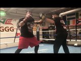 QUICK HANDS FOR A BIG MAN! HEAVYWEIGHT ANDY RUIZ SHOWS HIS HAND SPEED & POWER (PAD WORK)