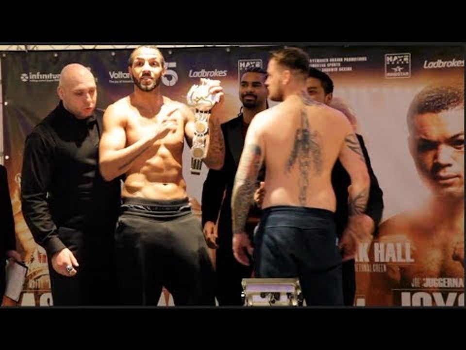 WADI CAMACHO v DANNY COUZENS WEIGH IN & HEAD TO HEAD AS DAVID HAYE WATCHES ON / JOYCE v PALMER