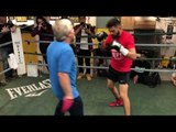 JOSE RAMIREZ SMASHES THE PADS W/ TRAINER FREDDIE ROACH AS HE GETS SET FOR AMIR IMAM