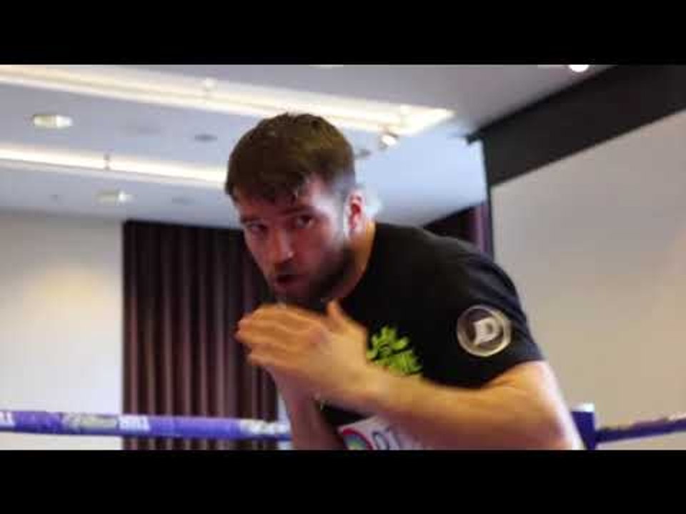 THE MACHINE! ANTHONY FOWLER SHADOW BOXING IN FRONT HIS HOME CROWD IN LIVERPOOL/ KHAN v LO GRECO