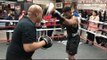 DANIEL JACOBS PAD WORK WITH TRAINER ANDRE ROZIER @ OPEN WORKOUT IN NEW YORK/ JACOBS v SULECKI