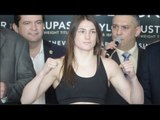 KATIE TAYLOR v VICTORIA BUSTOS - OFFICIAL WEIGH IN & HEAD TO HEAD /