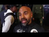 TONY BELLEW TRAINER DAVE COLDWELL REACTS TO BELLEW PUSHING DAVID HAYE DURING HEATED FACE OFF