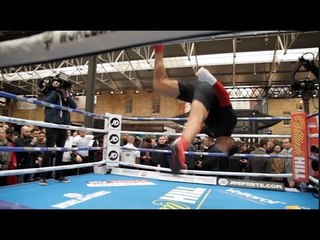 WTF! HEAVYWEIGHT JOE JOYCE DOES A FRONT FLIP DURING MEDIA WORKOUT STILL WEARING TENNIS BALL HAT