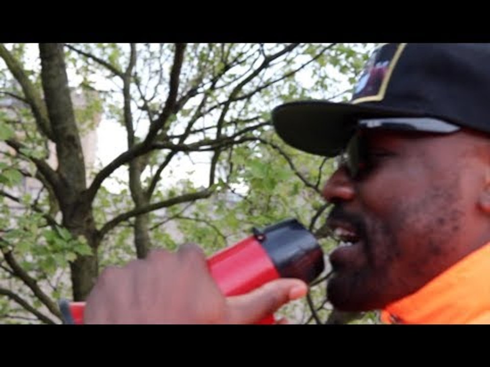 'KISS HER' - DERECK CHISORA WITH HIS MEGAPHONE PLAYS CUPID ON THE OPEN TOP BELLEW-HAYE FUN BUS