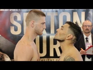 REECE CARTWRIGHT v JUAN MONZON - OFFICIAL WEIGH IN & HEAD TO HEAD / SEXTON v FURY