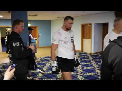 HUGHIE FURY WARMING UP BEFORE BRITISH TITLE CLASH W/ SAM SEXTON IN BOLTON / SEXTON v FURY