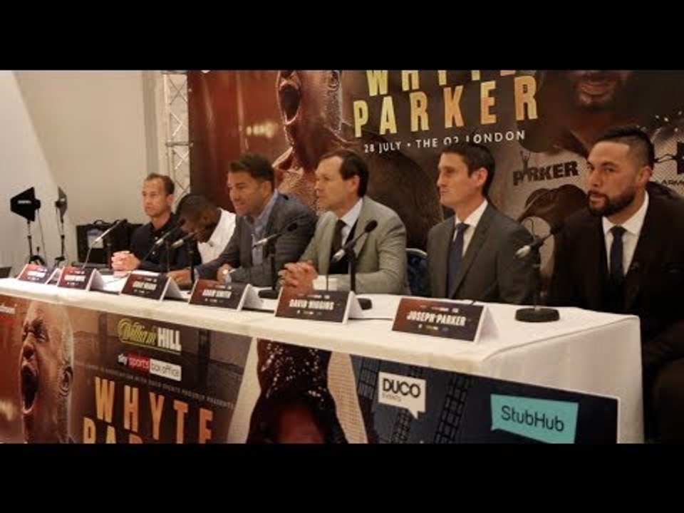 DILLIAN WHYTE v JOSEPH PARKER *FULL & UNCUT* PRESS CONFERENCE - w/ EDDIE HEARN & DAVE HIGGINS