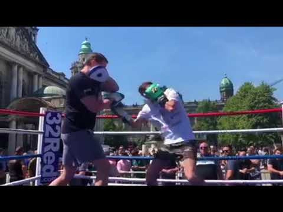 WHAM BAM!  - TYRONE McCULLAGH OUT TO DESTROY JOE HAM - SMASHES THE PAD WITH DANNY VAUGHAN