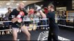 WILDER WARNING?  - TYSON FURY (IN HIS PANTS) SHOWS HIS INCREDIBLE SPEED AS HE BATTERS THE PADS