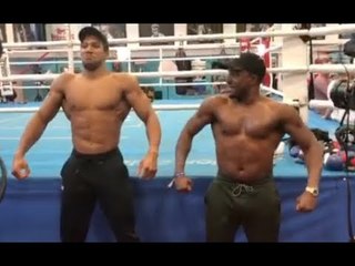 MONSTER! - ANTHONY JOSHUA REVEALS HIS RIPPED SHAPE ALONGSIDE STEVO THE MAD MAN! / JOSHUA v POVETKIN