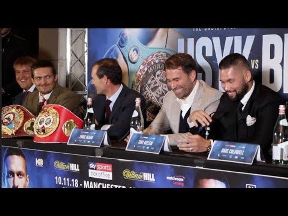 'HES KIDDING' - OLEKSANDR USYK CHECKS TONY BELLEW - RESPONDS TO COMMENT ABOUT HAVING MORE POWER