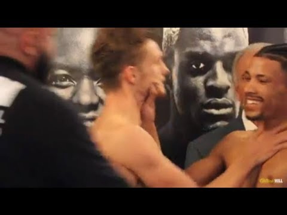 BEEF! WOODSTOCK & SHARP TRADE WORDS/GET PHYSICAL DURING HEAD-TO-HEAD @ WEIGH-IN / CATTERALL v DAVIES