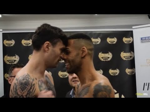 HEADS IN! TYRONE McKENNA & LEWIS BENSON EXCHANGE SOME HEATED WORDS / McKENNA v BENSON WEIGH IN