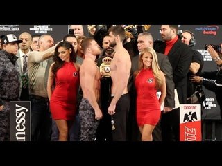 SIZE DIFFERENCE! -  SAUL CANELO ALVAREZ v ROCKY FIELDING - FULL OFFICIAL WEIGH-IN (NEW YORK CITY)