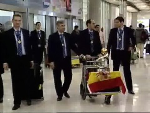 Llegada de la selección española de fútbol sala