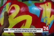 Cámaras captan a graffiteros pintando los vagones del Metro de Lima