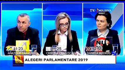Dezbatere Electorală la TVR Moldova, 21 februarie 2019: Daniela Bodrug (Antimafie), Cristina Craevscaia (PR), Anatolie Caraman (PNL)
