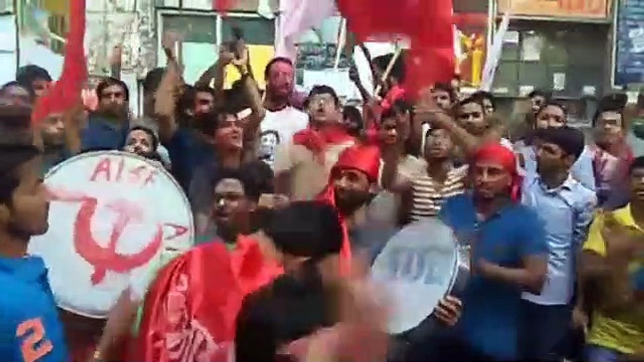 JNU election , left party members celebrating t...