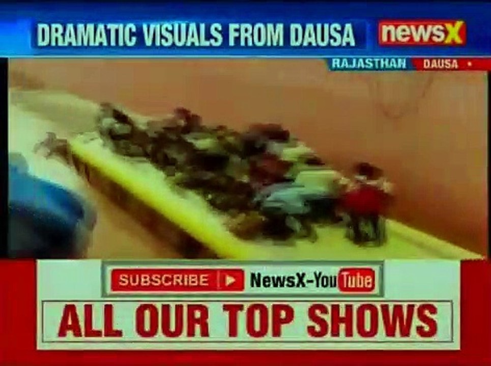 Dramatic visuals from Dausa; school bus trapped...