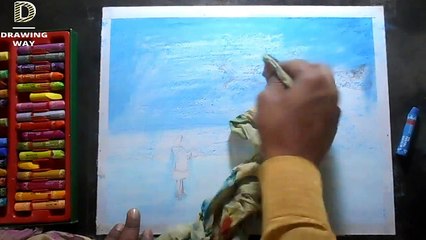 How to draw Christmas Day Scenery step by step with oil pastel (375)