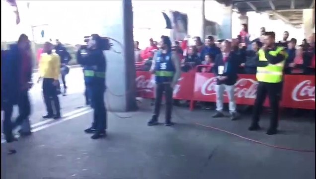 Sporting-Rayo Majadahonda: Llegada del Sporting a El Molinón