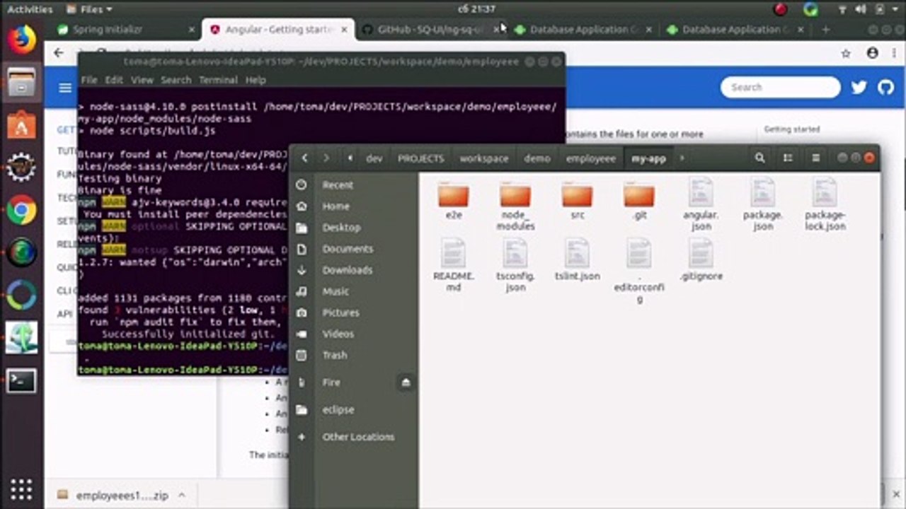 GeneratorApp creating Angular [ SQ-UI + Spring Back-End] Interface