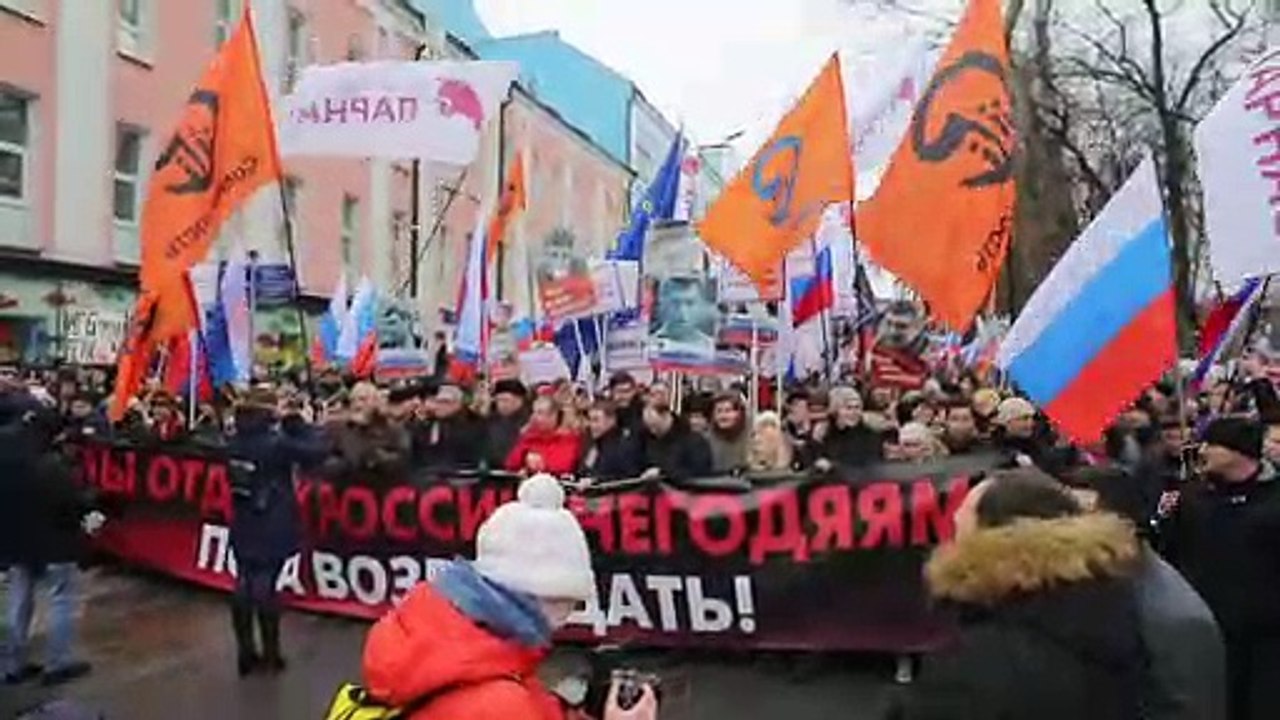 Öldürülen Rus muhalif Boris Nemtsov anısına yürüyüş - MOSKOVA