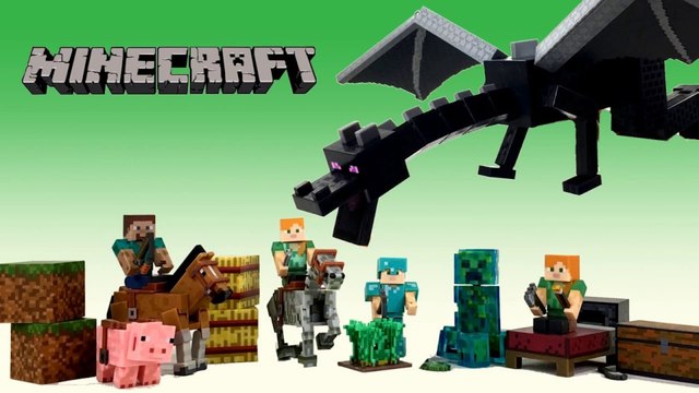 Minecraft Toys Ender Dragon Overworld Saddle Pack Alex Survival Skeleton Horse || Keith's Toy Box