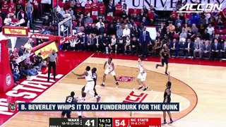 NC State's Braxton Beverly Whips It To DJ Funderburk For The Dunk