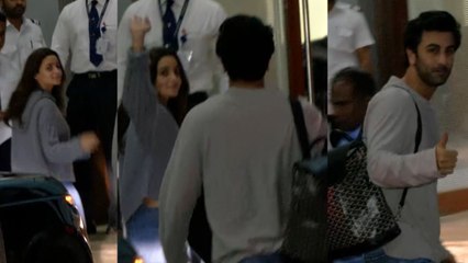 Download Video: Alia Bhatt,Ranbir Kapoor & Karan Johar spotted at the Airport: Watch Video| FilmiBeat