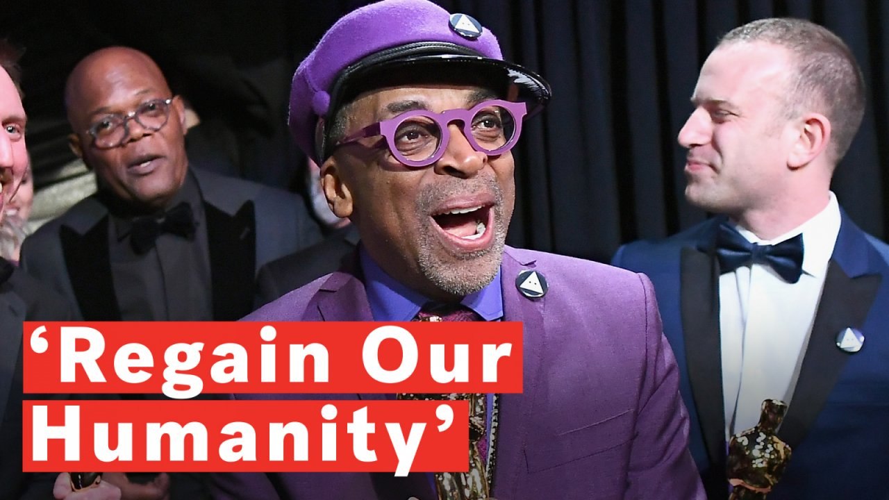 Spike Lee Celebrates First Oscar Win For 'BlacKkKlansman' With Powerful Acceptance Speech