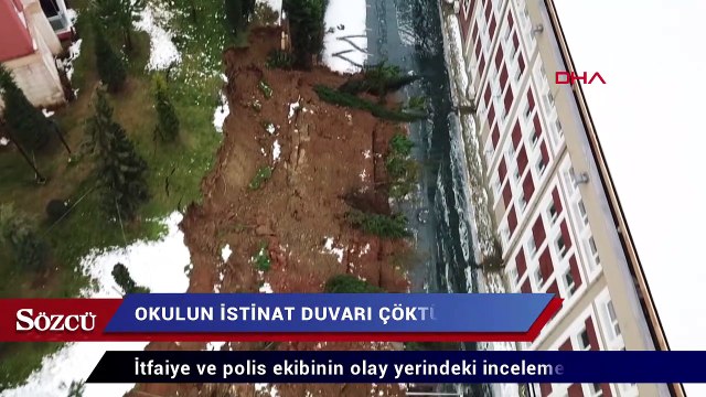 Başakşehir’de okulun istinat duvarı çöktü