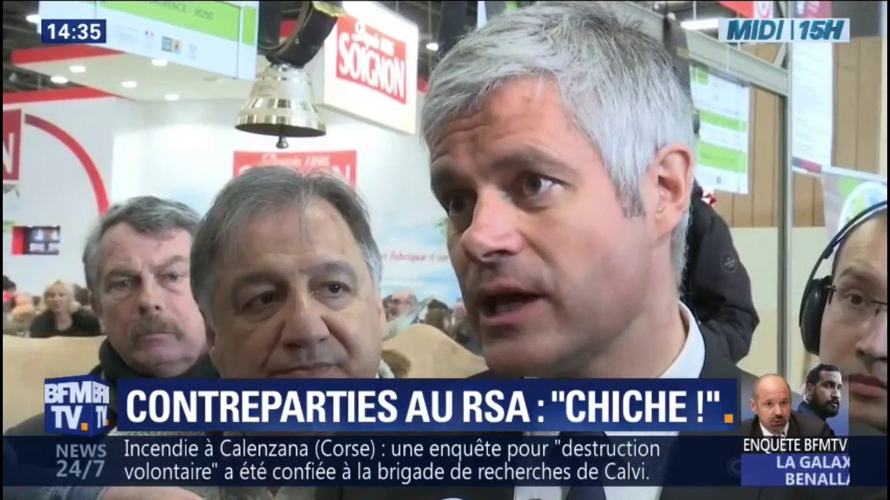 Des contreparties au RSA ? "Chiche ! Je suis prêt à faire une expérimentation dans ma région" répond Laurent Wauquiez