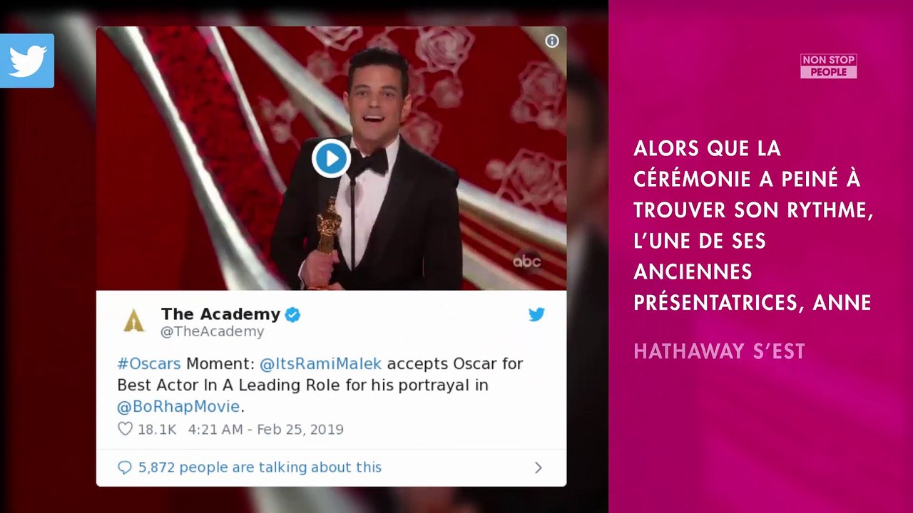 Oscars 2019 : Anne Hathaway ancienne maîtresse de cérémonie se moque de sa performance