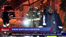 Sarıyer'de istinat duvarı evin üzerine çöktü