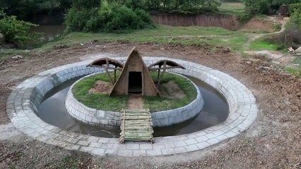 Build Swimming Pool Around Underground House - SURVIVE IN WILD