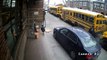 Driver Jumps Curb To Pass School Buses, Comes Close To Hitting Children