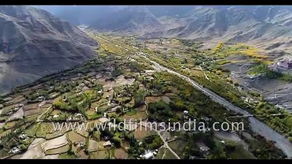 Ladakh aerial journey across fantastic landscape in north Indian trans Himalayan mountains